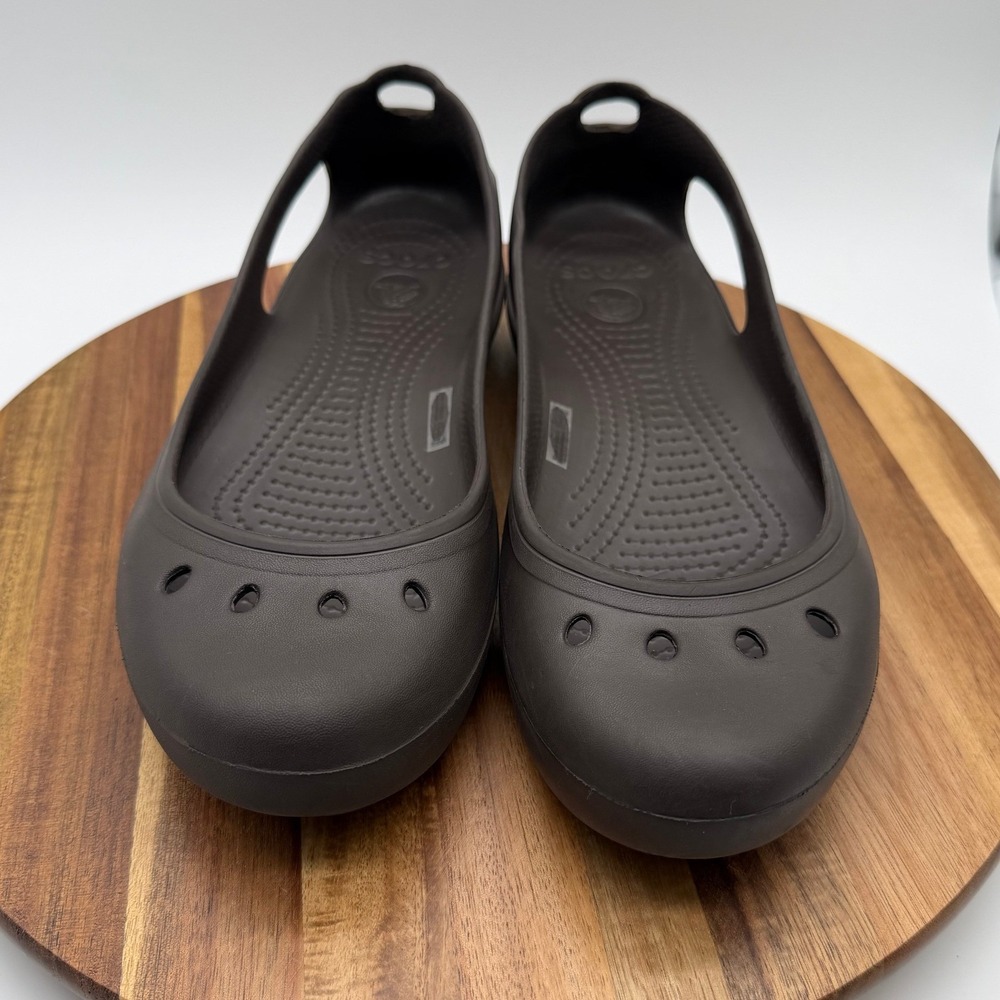 Crocs Women's 10 Kadee Espresso Brown Ballet Flats Shoes Comfort Slip On